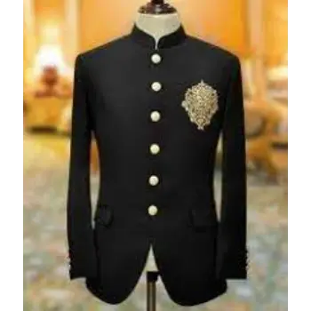 Polyester Plain Men Black Designer Casual Blazer 